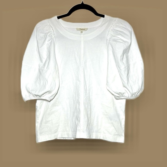 NWT Madewell Puff-Sleeve Tee in Eyelet White, Size XS - Picture 6 of 14